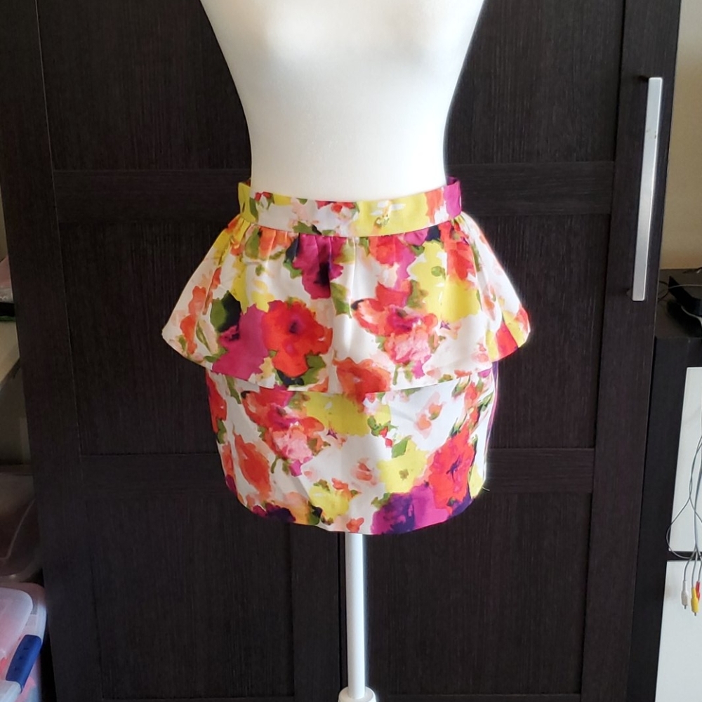 Peplum Floral Skirt